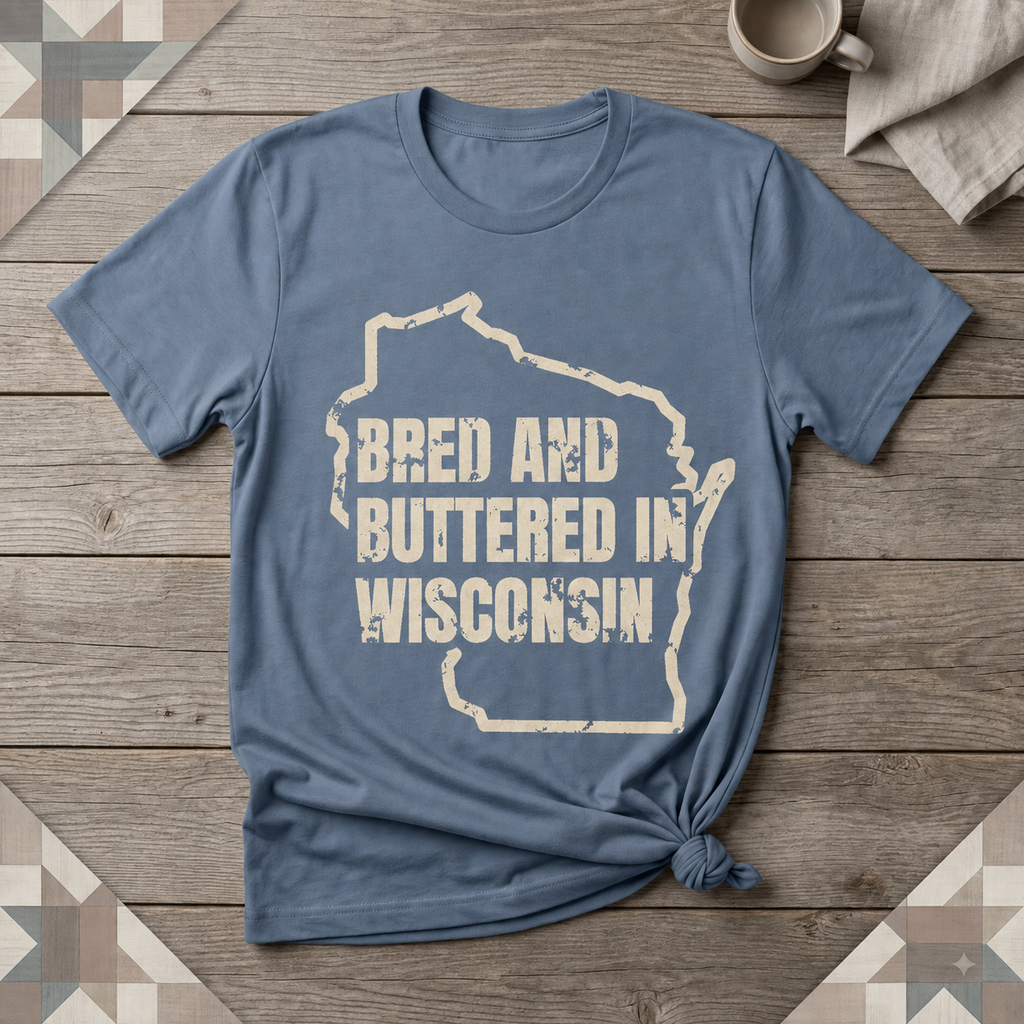 Wisconsin Bred and Buttered Tee | Farm Wife Gift | Rural Life Shirt