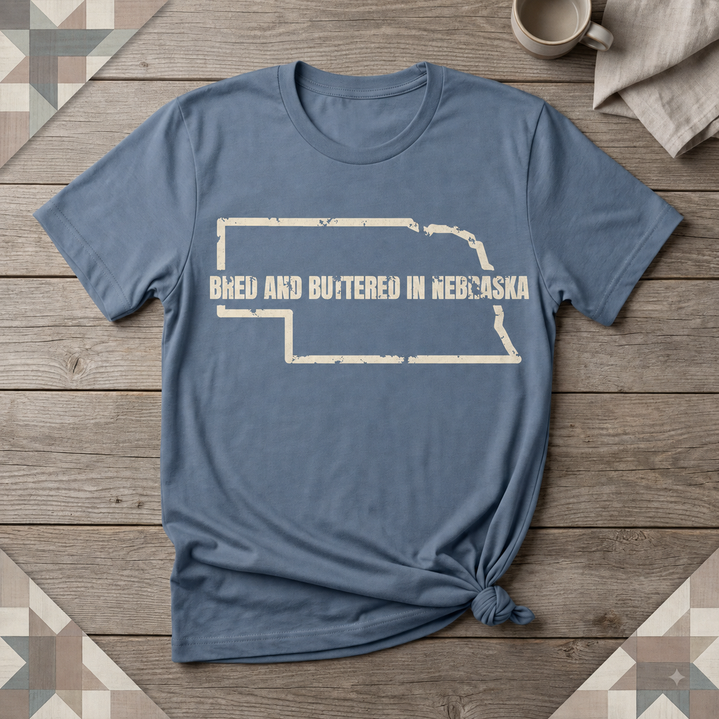 Nebraska Bred and Buttered Tee | Farm Wife Gift | Rural Life Shirt
