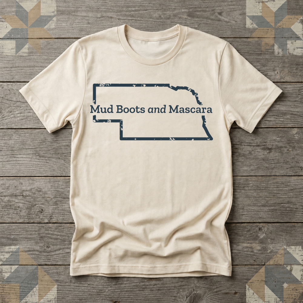 Nebraska Mud Boots and Mascara Tee | Farm Wife Gift | Rural Life Shirt