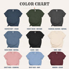 Color chart showing all nine shirt and ink pairings available